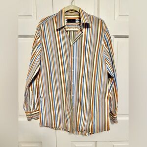 Etro Milano Men’s Vertical Stripe Button Down Shirt Made in Italy Size 39